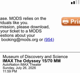 The Odyssey IMAX 70mm - TICKET-AutoNation IMAX, Ft. Lauderdale