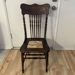 Antique Oak Pressed Back Chair