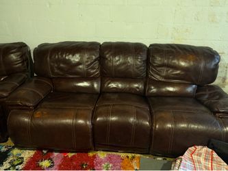 Leather reclining sofa and chair