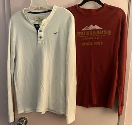 Bundle of 2 Men’s Thermal Long Sleeve Shirts Size M – Levi’s & Hollister