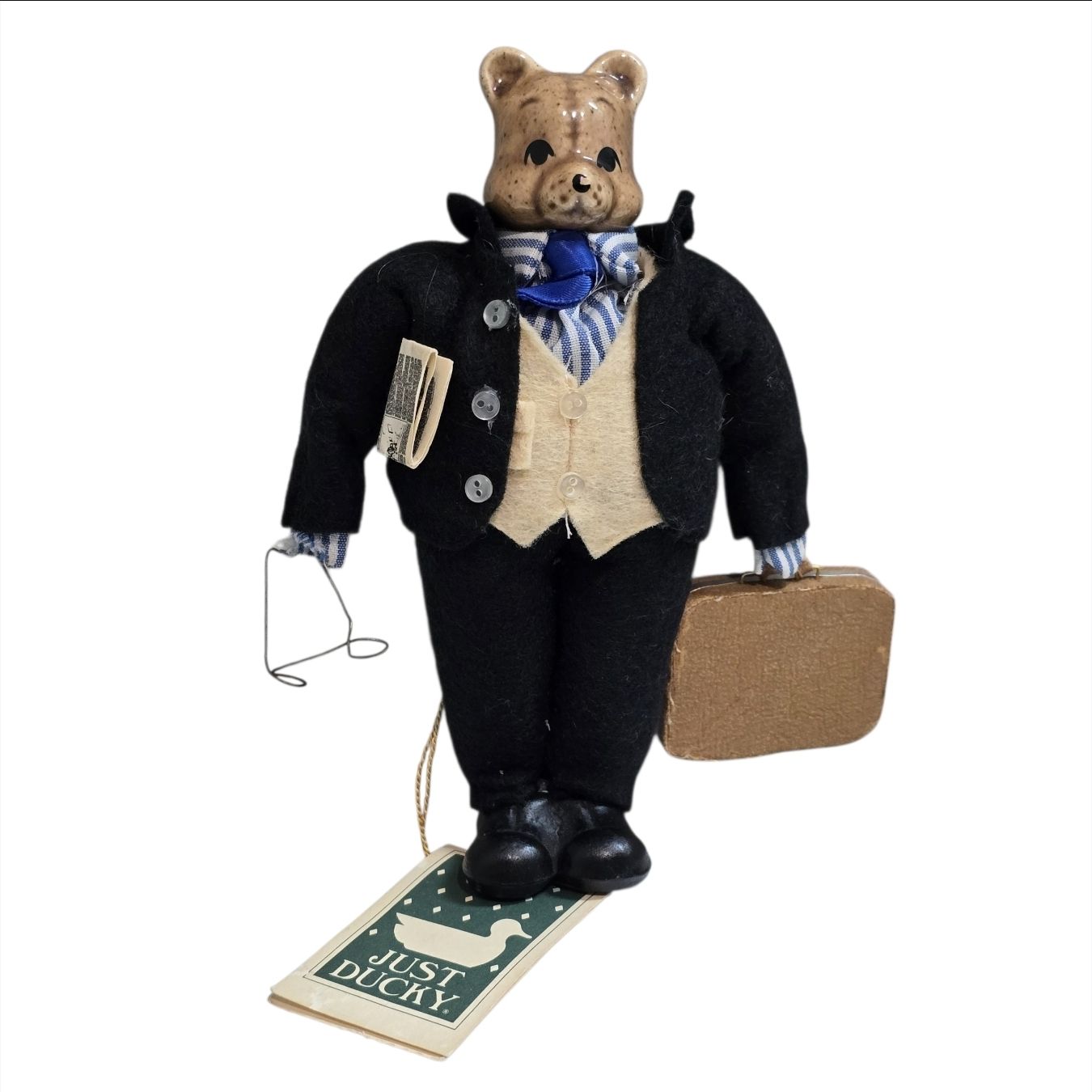 1983 Just Ducky Business Man Bear Figure 7" Figurine Antique Vintage Collectible