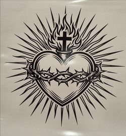 9x9 Sacred Heart Vinyl Decal – Handmade Black Outdoor Decal