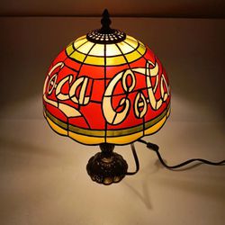 Vintage Coca Cola Stained Glass Style Desk Lamp