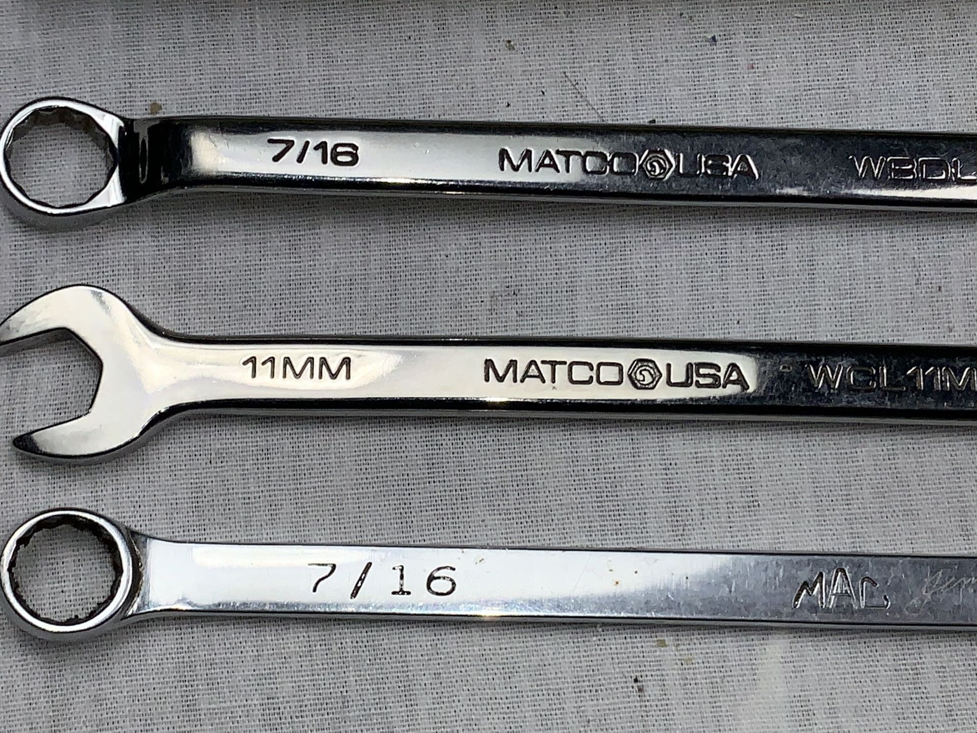 3 MAC-MATCO Tools Offset & Combination Wrenches 11mm, 7/16”, 1/2” Mechanic Tool