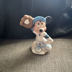 Vintage Schmid Walt Disney Mickey Mouse Playing Baseball Figurine, Collectible 