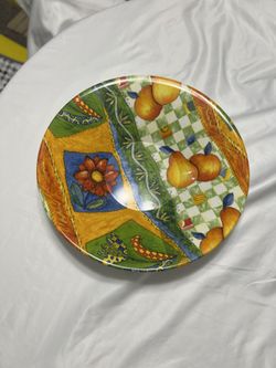 14” Italian Melamine Decorative Plate – Lovely Colorful Patchwork Design