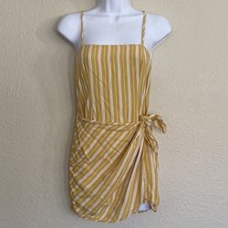 Yellow Striped Forever 21 Mini Wrap Dress