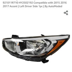 Aftermarket Halogen Headlamp Headlight Assembly without Projector Beam Replaces 92101-1R11R710 HY Compatible with 2015 2016 2017 Accent