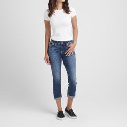 Suki Mid Rise Capri by Silver Jean Co in Indigo 