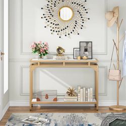 Tribesigns Console Table, 40” Entryway Sofa Table with 2 Tier Storage Shelf