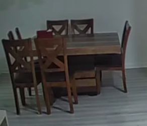 Square wooden table with chairs & bench chair