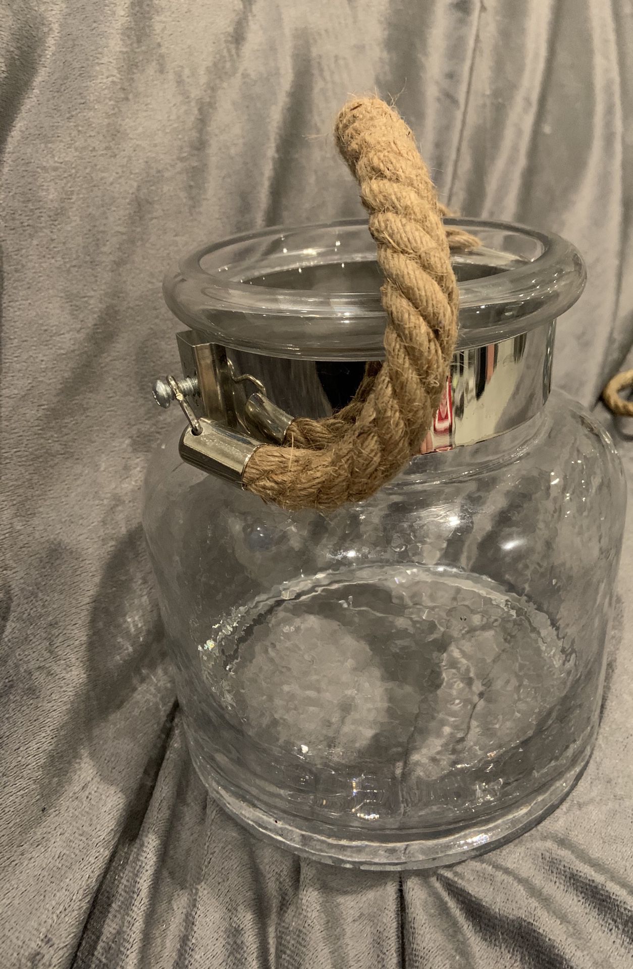 Glass Jar with rope/candle holder