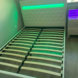 Bed Frame Full Size Led New White 