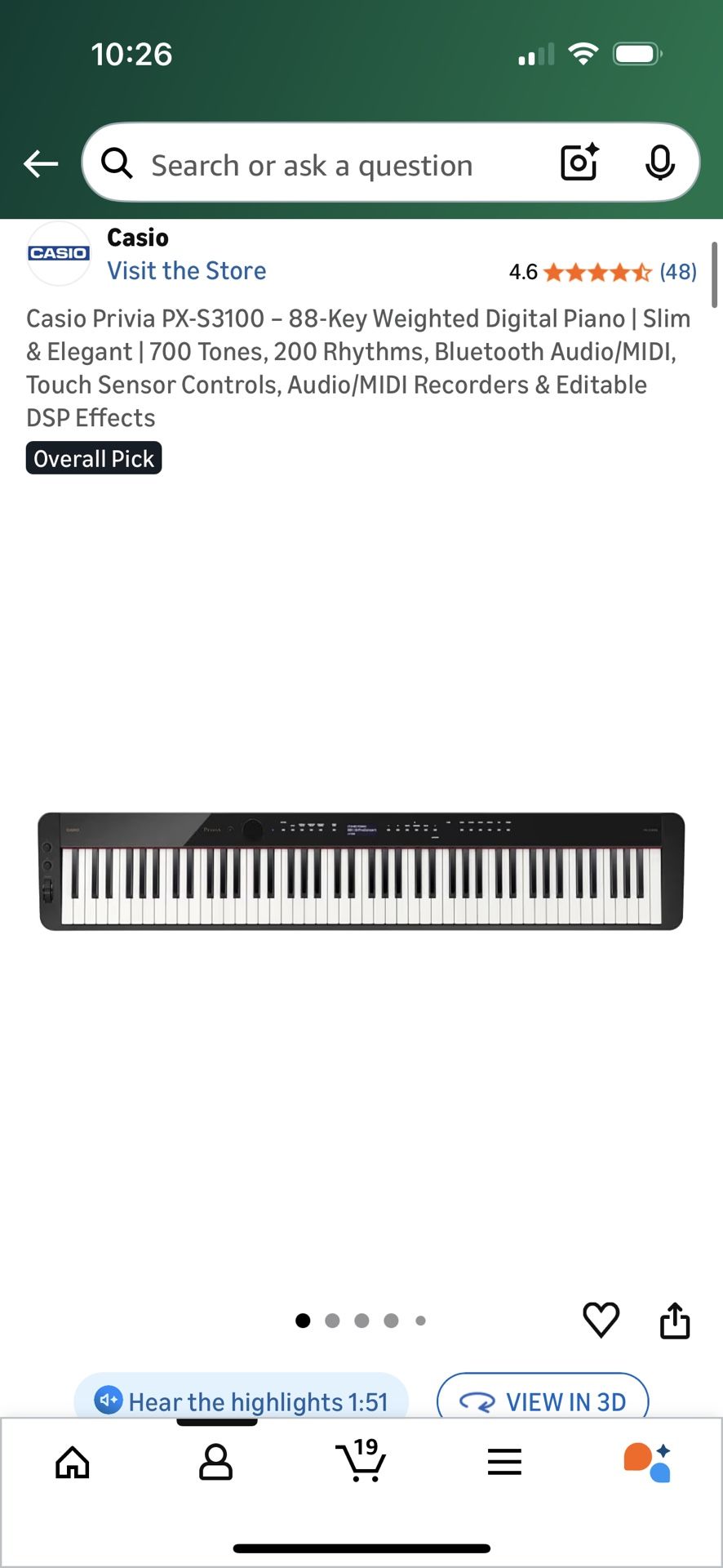 Casio Privia PX-S3100 – 88-Key