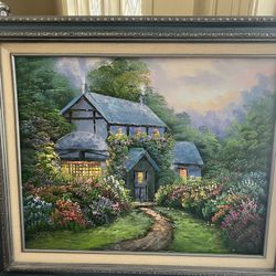 Classic Cottage Garden Oil Painting,
