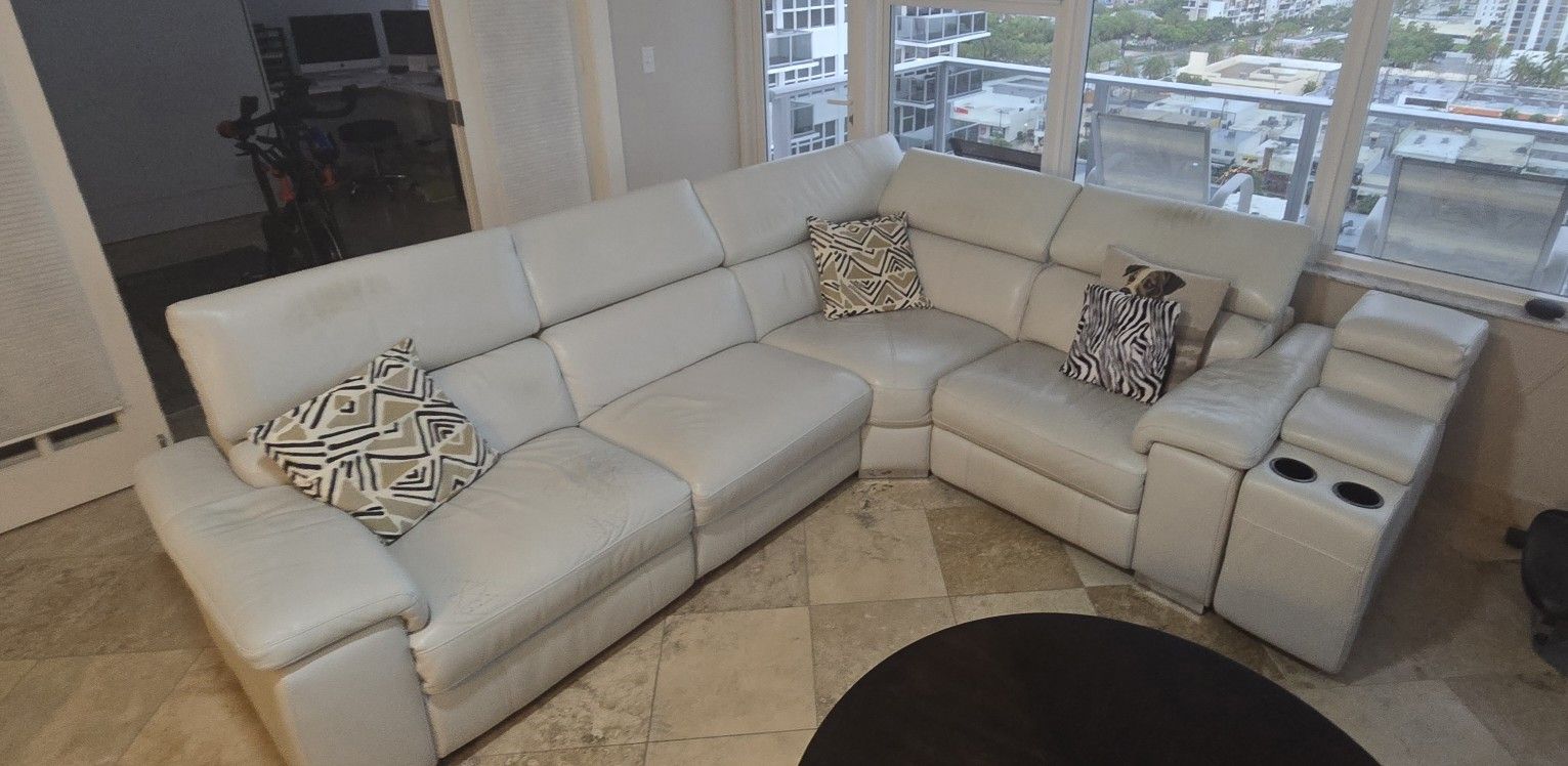 5-Piece Leather Modular Sectional Leather.