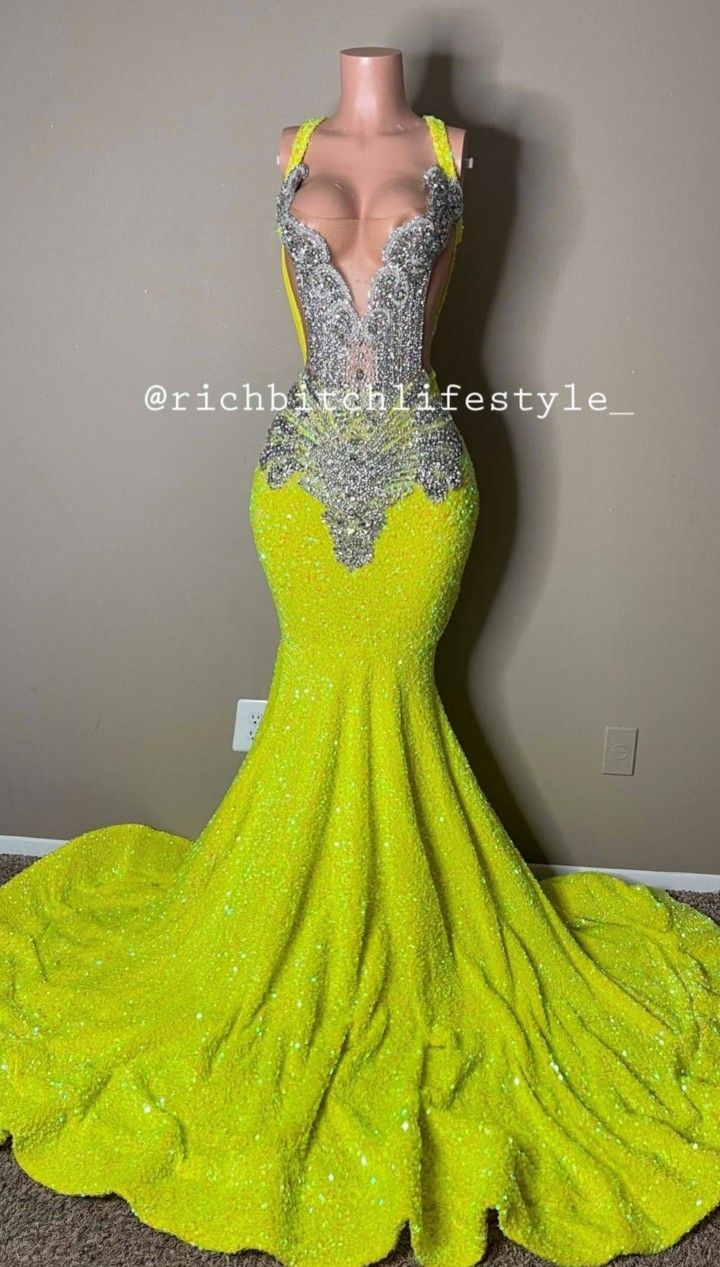 Beautiful Neon Yellow Prom Dress