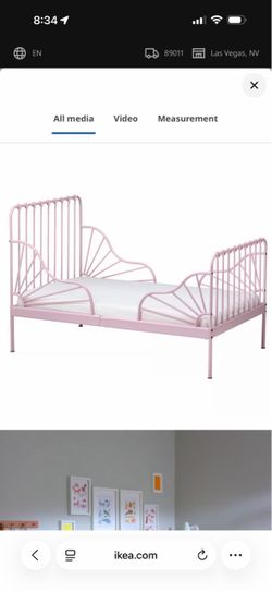 IKEA Pink Metal Extendable Kids Bed Frame