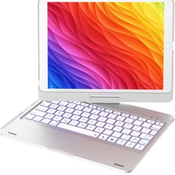 BABG Keyboard Case for iPad 6th/5th 9.7inch, iPad Pro 9.7, iPad Air 2, iPad Air 1,Non-Trackpad,360°Swivel,7 Use Modes,Backlight- Silver  Brand new, Re
