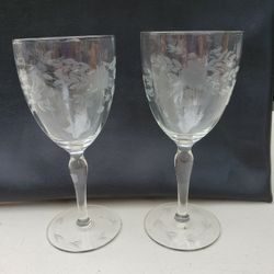Etched Crystal Wine Glass Set Of 2