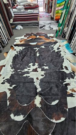 Natural Cowhide Rug Dark Brown and White
