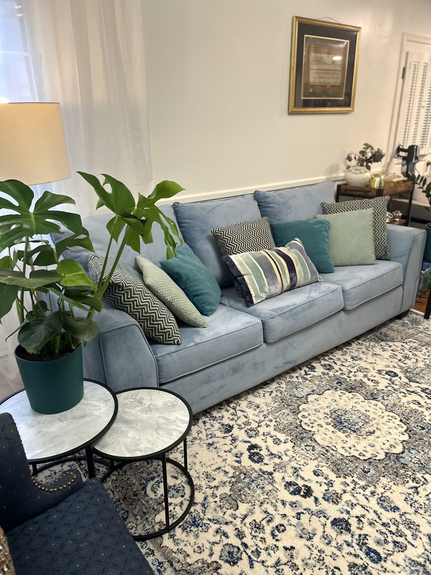 Light Blue Velvet Sofa