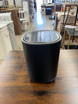 SONGMICS 1.5L Mini Desk Trash Can Stainless Steel w/ Swing Lid - Black