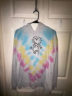 Keith Harring Tie-Dye Hooded Graphic Sweatshirt Women’s XL Gently Used;