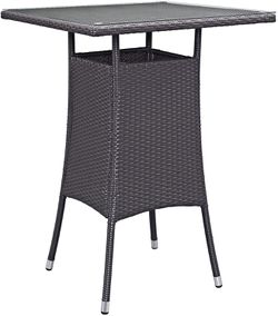Square Bar Rattan Table, 31.5"L x 31.5"Wx 42.5"H, Outdoor Patio