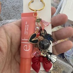 Hand Beaded Elf lip Balm keychains, Halloween styles and other
