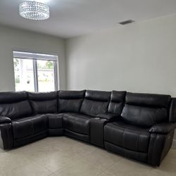 Dark Brown Sofa/Recliner - American Furniture