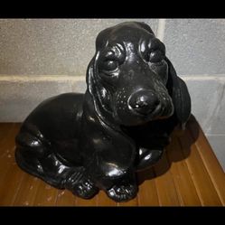 Black Dog Statue - Basset Hound Style