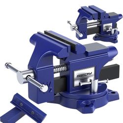 Heavy Duty Bench Vise 4.5 Inch: Table Clamp Woodworking Vice Press Drill Tools Workbench Wood Metal Pipe Work Shop Block Swivel Slide Cross Welding Ma