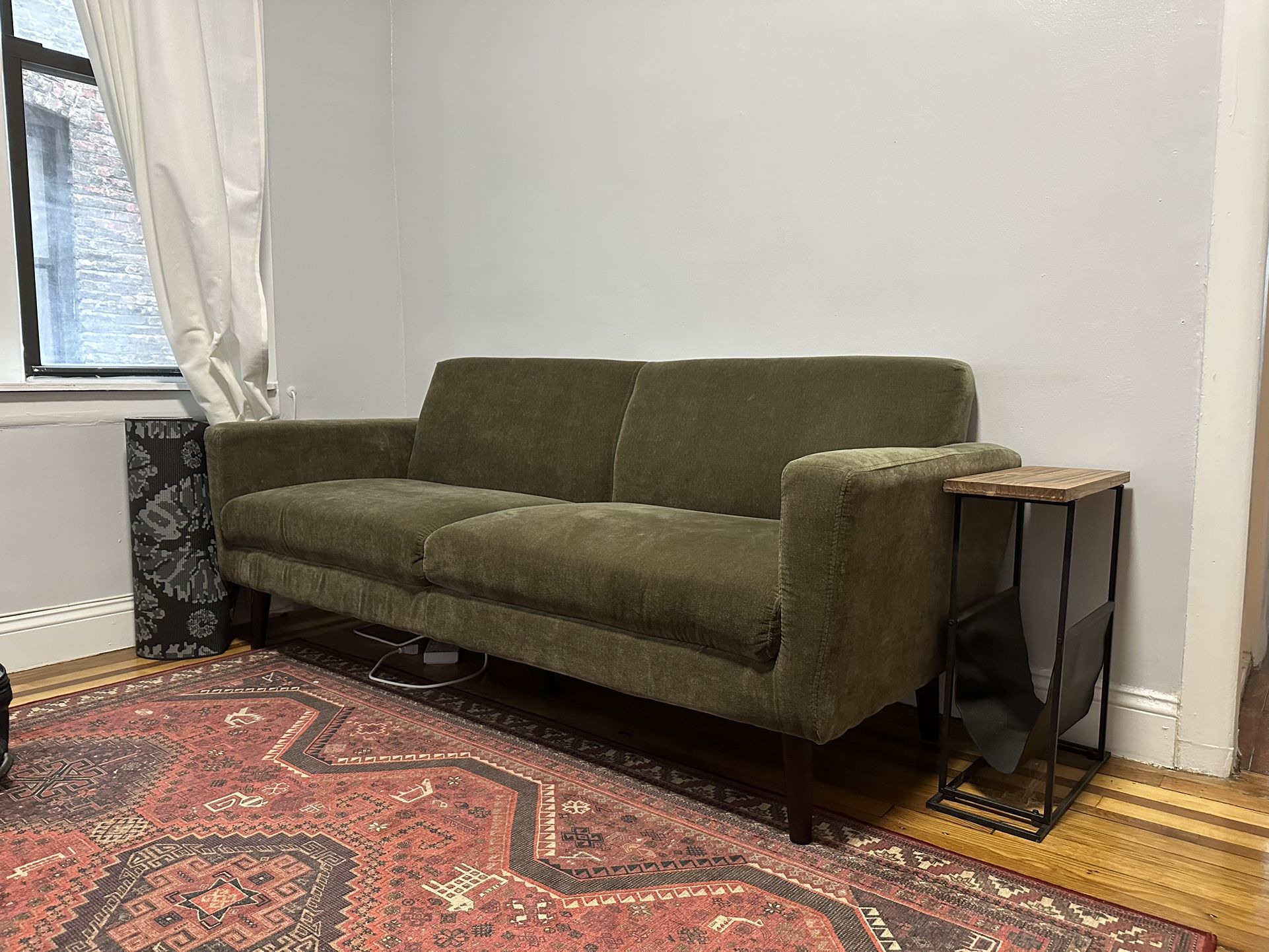West Elm Oliver Sofa in Dark Olive Cheneille
