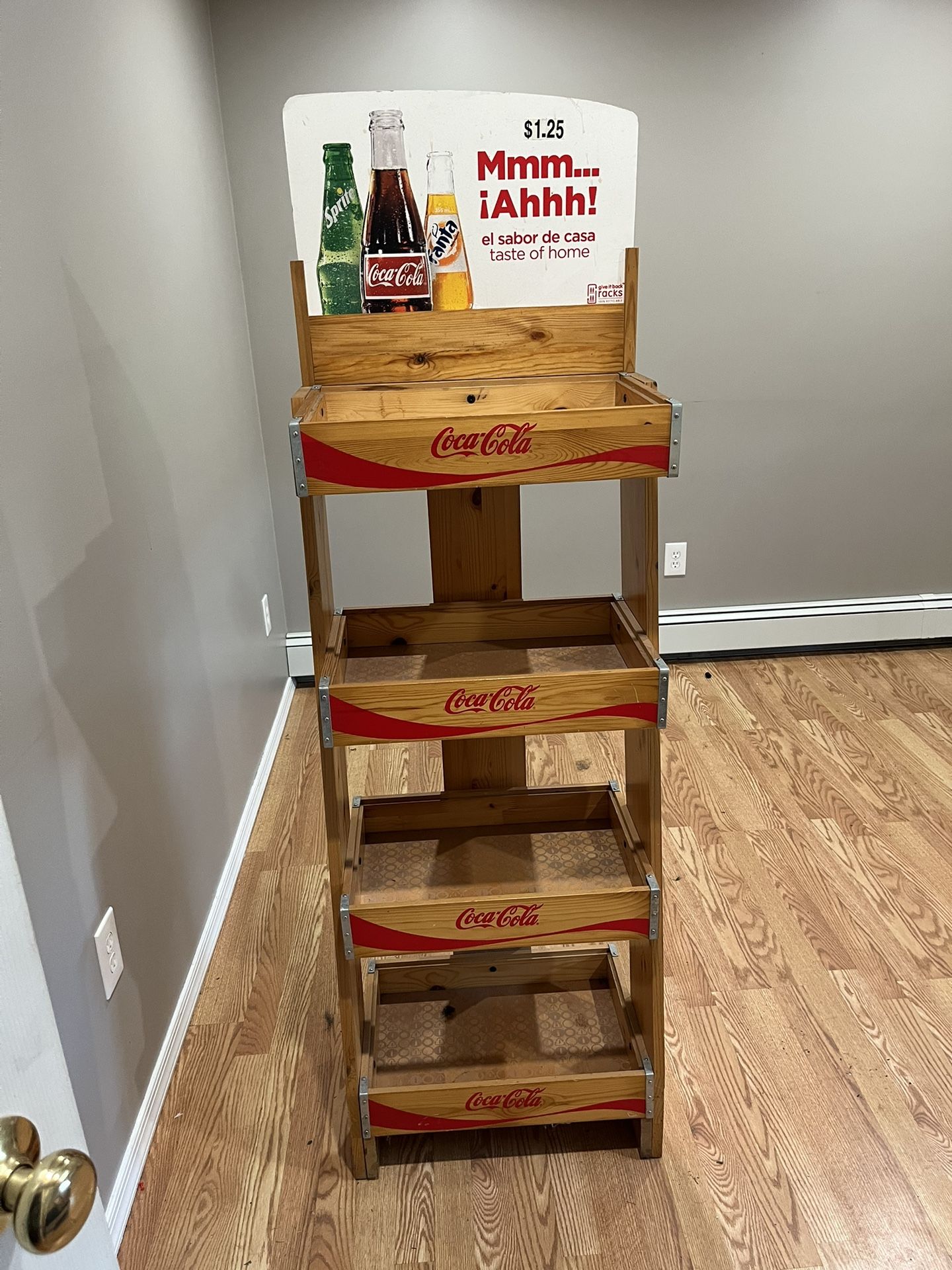 Coca Cola 4 Tier Wooden Shelf
