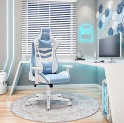 Silla Gamer Ergonómica Techni Sport TS86 (Azul Pastel / Blanca)