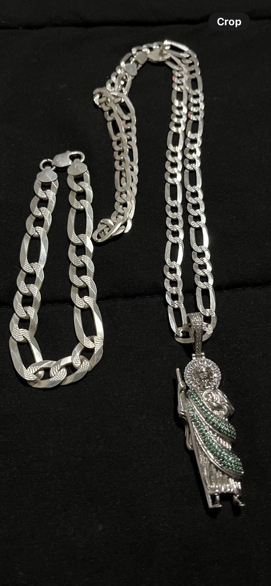 San Judas Chain And Bracelet 925 Italy Silver Both Brand New