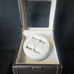 Brown Faux Leather Dual Spinning Watch Display Battery Operated 