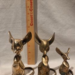Vintage Brass Large Ear Mouse 🐁 Figures Set Of 3, two 5" One 3"