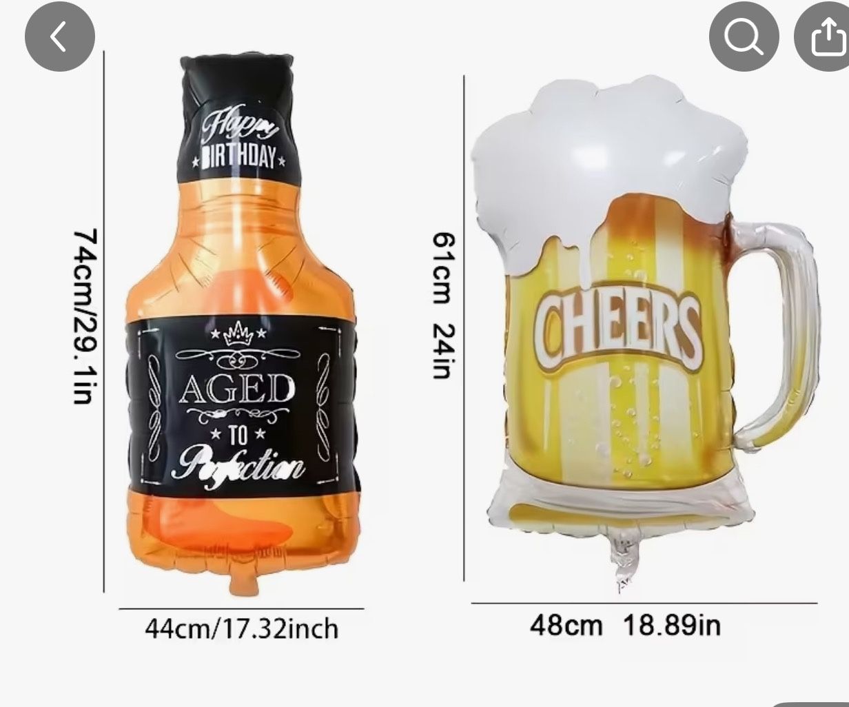 Beer And Whiskey Foil Balloons For Birthday Party