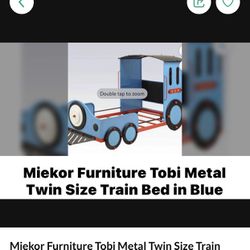 Mirror Furniture Tobi Metal Twin Size Train Bed In Blue