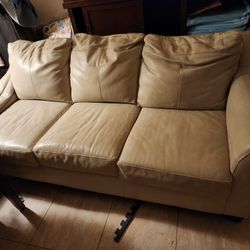 Used White Lesther Couch Left Are Broken Otherwise Good Condition 