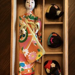 Katsuraningyo With Three Wigs - Geisha