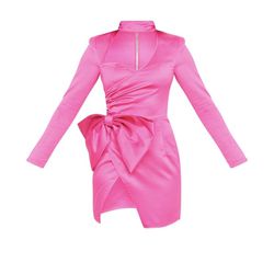 Pretty Little Thing Hot Pink Bow Bodycon Dress