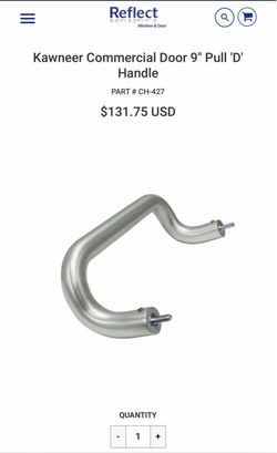 Kawneer Commercial Door 9" Pull D Handle