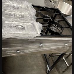 Carrito Con Quemadores Para Ollas Y Charola Para Mantener La Comida Caliente