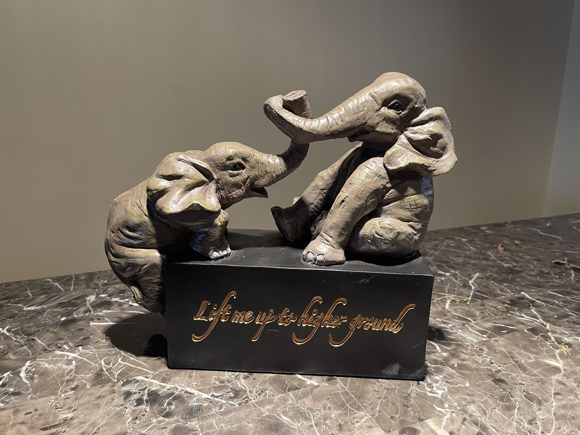 Resin Elephants Lift Me Up To Higher Ground Sculpture
