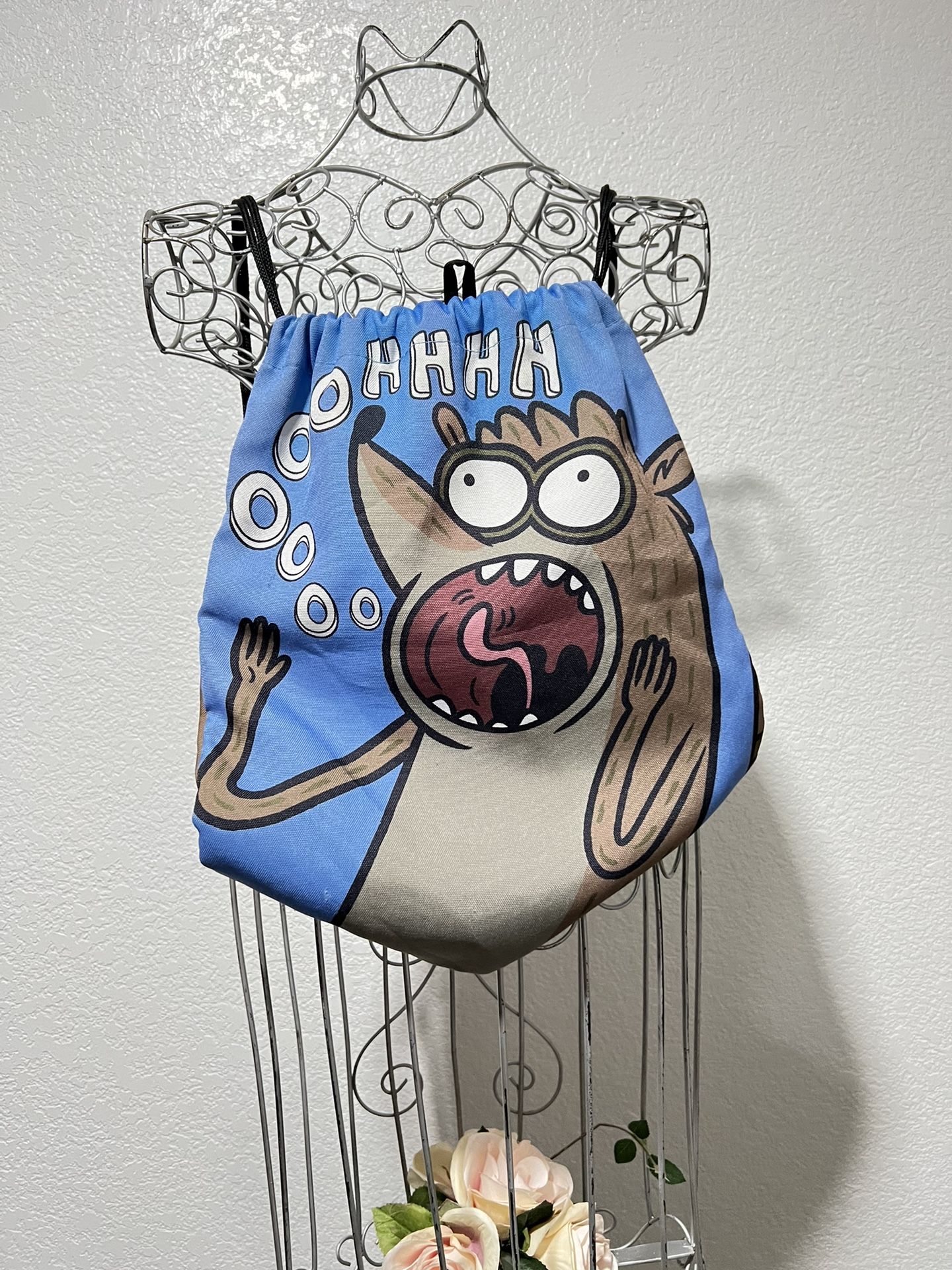 Mordecai and Rigby Drawstring Bag