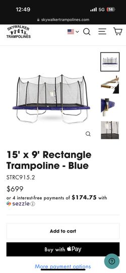 15x9 Rectangular Trampoline With Enclosed Net And Basketball