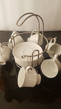 Demi tasse set for 6 with holder